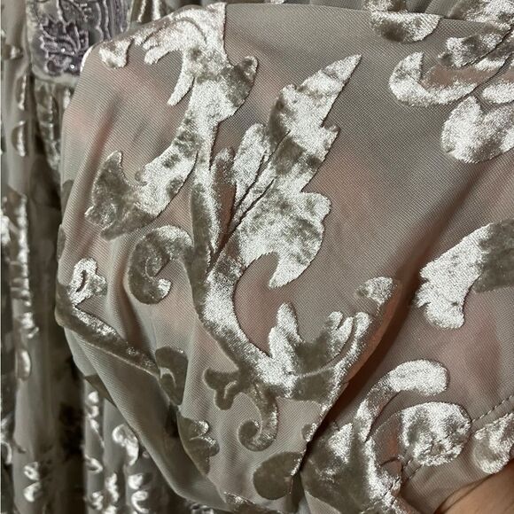 NWOT Flow Velvet Burnout Tunic Top Embroidered Fairy Grunge Whimsigoth Silver 3X - Picture 2 of 5